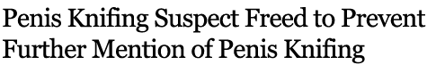 Penis Knifing Suspect Freed to Prevent Further Mention of Penis Knifing